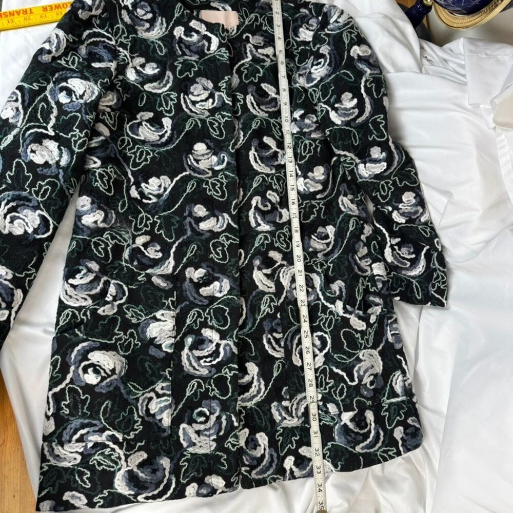 New $228 Anthropologie Floral Tapestry Embroidered Coat Hutch $260 Small Blue - Picture 7 of 15
